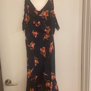 Express Floral Cold Shoulder Midi Dress